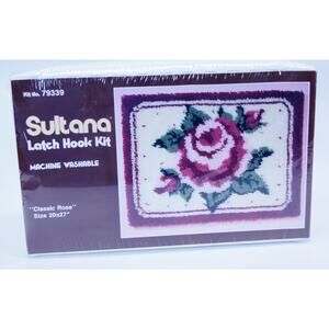 Sultana Latch Hook Rug Kit Classic Rose 79339 20"x27" Red Pink Floral Sealed New